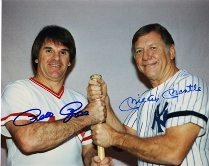 Pete Rose and Mickey Mantle Dual-Signed 8x10 Photo 